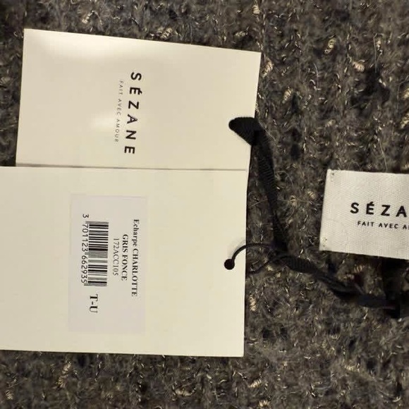 Sezane 🇫🇷 Charlotte Scarf and Beanie 2 pc Set Dark Grey Gris NEW - Picture 4 of 7
